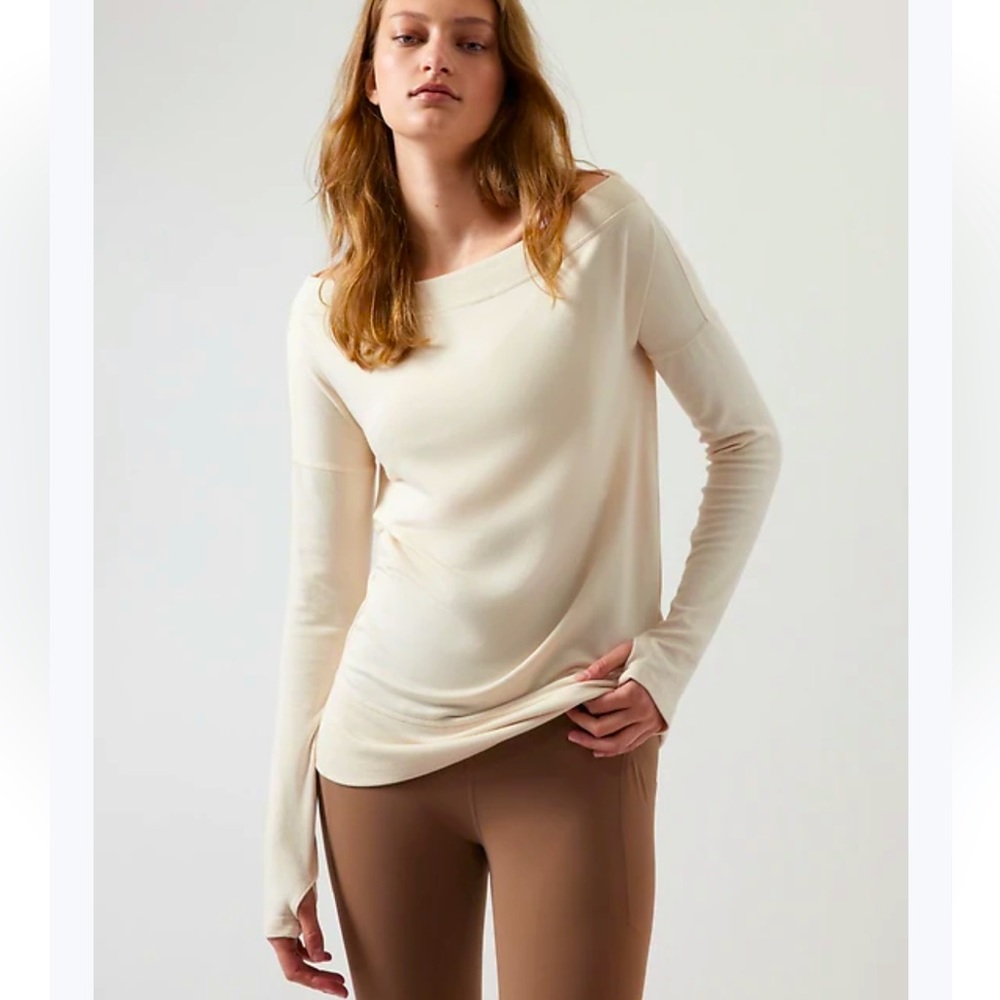 Athleta Studio Barre Sweatshirt, Off The Shoulder,